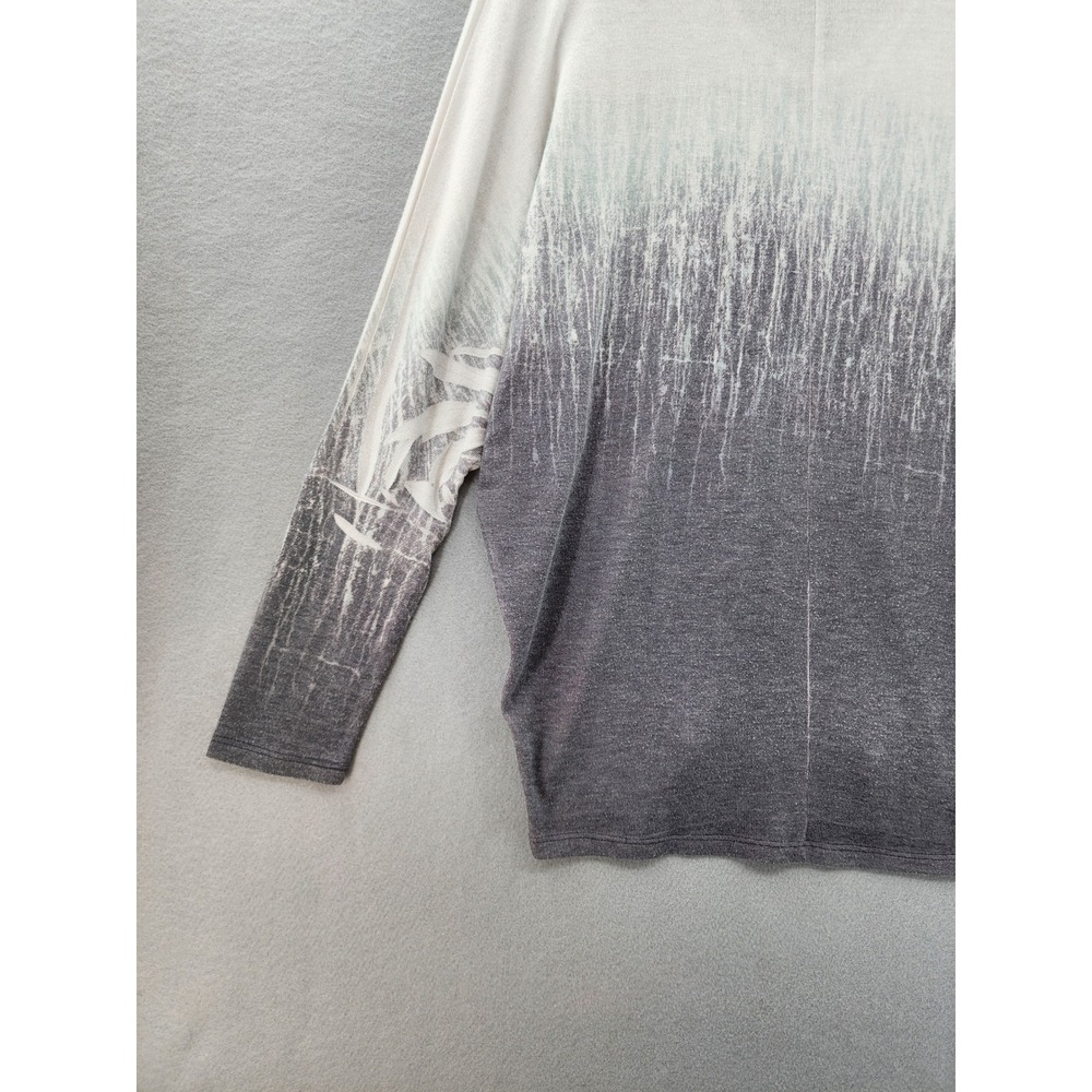 Enti Women Ombre Knit Sweater Gray White V-Neck Batwing Sleeve Boho Top Small - Picture 11 of 14
